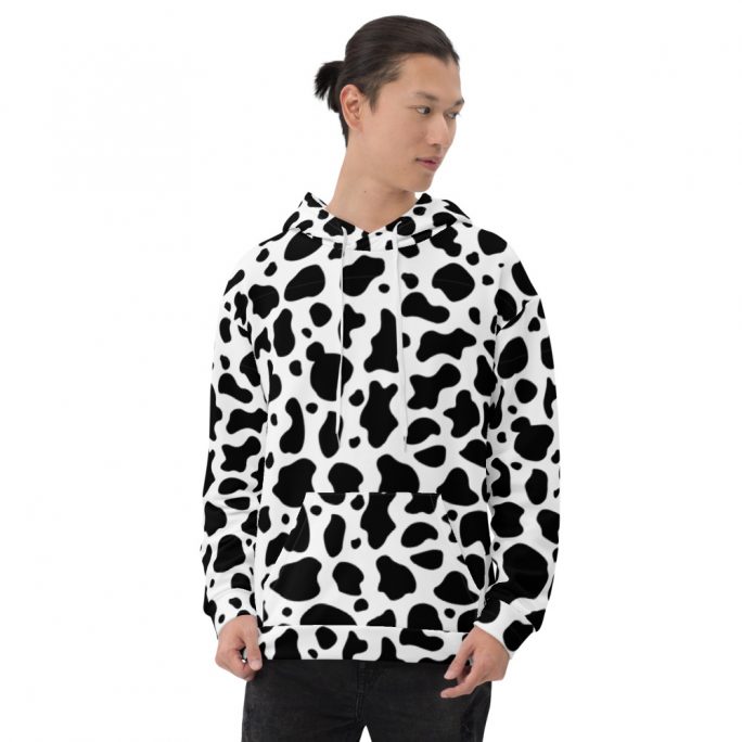 ユニセックス フーディー - 牛のパターン - 黒と白